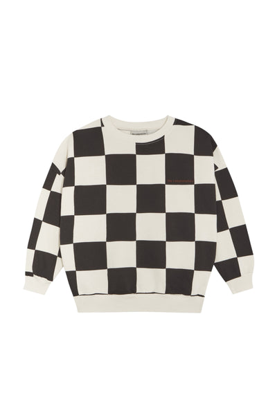 Felpa a scacchi grafite e panna per bambino The Campamento TC-AW26-55 ECRU 
