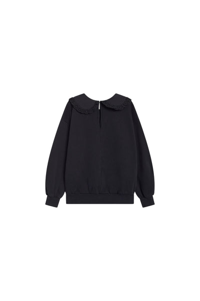 Felpa nera con colletto per bambina The New Society BLUFF SWEATSHIRT FORGED IRON 