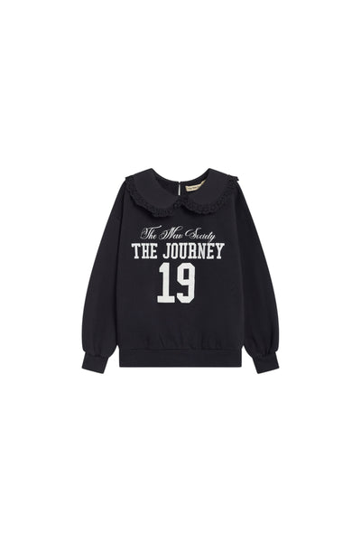 Felpa nera con colletto per bambina The New Society BLUFF SWEATSHIRT FORGED IRON 