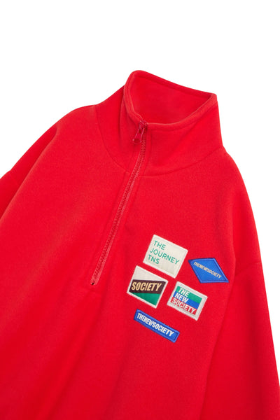 Felpa rossa in pile per bambino The New Society CLOUDY FLEECE SWEAT CHINESE RED 