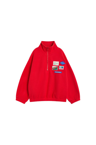 Felpa rossa in pile per bambino The New Society CLOUDY FLEECE SWEAT CHINESE RED 