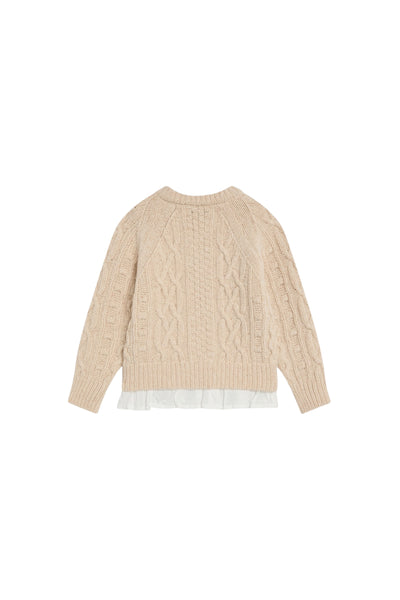 Maglia beige con dettaglio per bambina The New Society ECHO JUMPER WHITE 