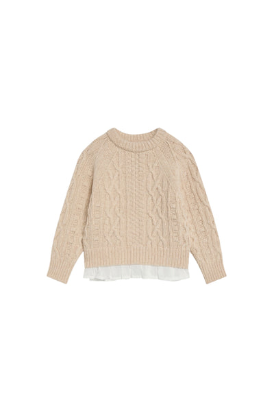 Maglia beige con dettaglio per bambina The New Society ECHO JUMPER WHITE 