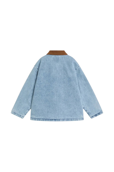 Giubbino in denim con patch per bambini The New Society RIDGE JACKET MID BLUE 