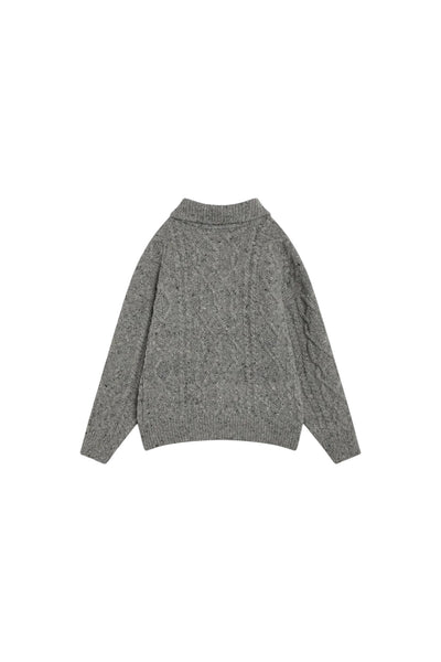 Polo in maglia grigio mélange per bambini The New Society SOLIN POLO MID GREY 