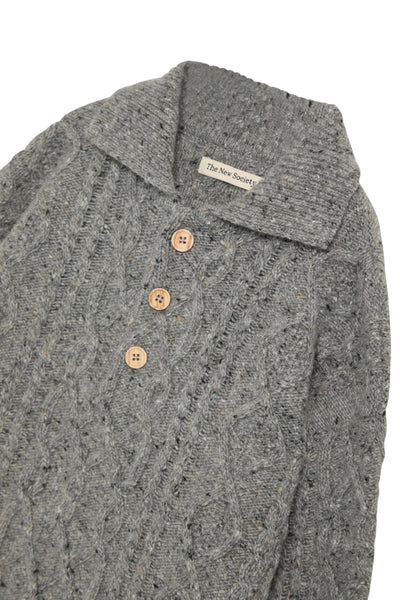 Polo in maglia grigio mélange per bambini The New Society SOLIN POLO MID GREY 