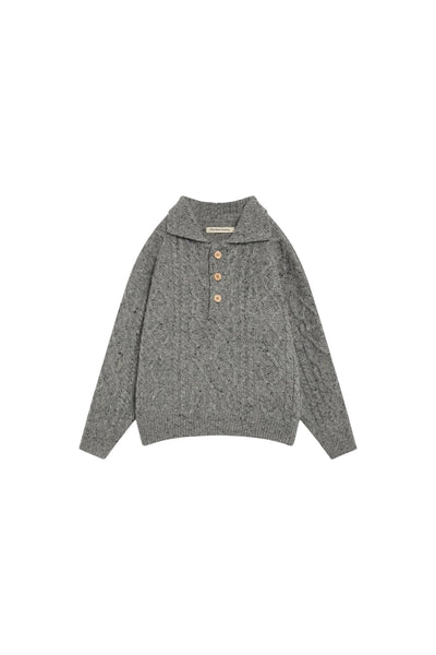 Polo in maglia grigio mélange per bambini The New Society SOLIN POLO MID GREY 