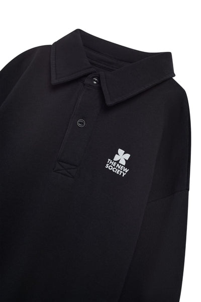 Polo in felpa nera per bambini The New Society TNS LOGO POLO FORGED IRON 