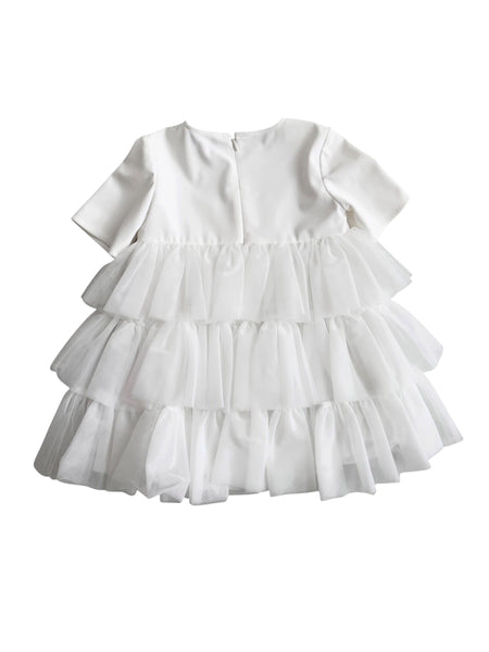 Abito con fiocco e balze bianco ottico per neonata e bambina Twin set 262GB2071 00282 