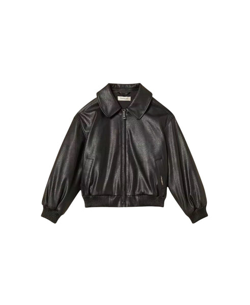 Giubbino in ecopelle nero per bambina Twin set 262GJ2010 00006 