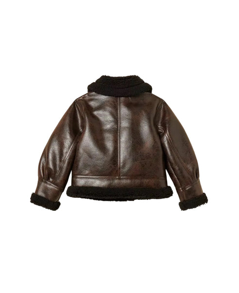 Bomber effetto pelle marrone e nero per bambina Twin set 262GJ2030 13820 