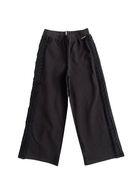 Pantaloni con ricamo in maglia laterale nero per bambina Twin set 262GJ2271 00006 