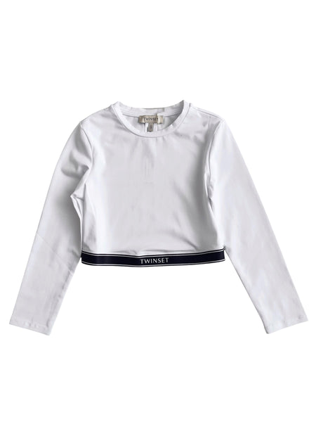 T-shirt crop bianco ottico per bambina Twin set 262GJ2282 00526 