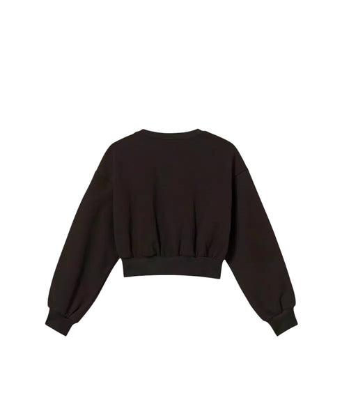 Felpa crop nera per bambina Twin set 262GJ2283 00006 