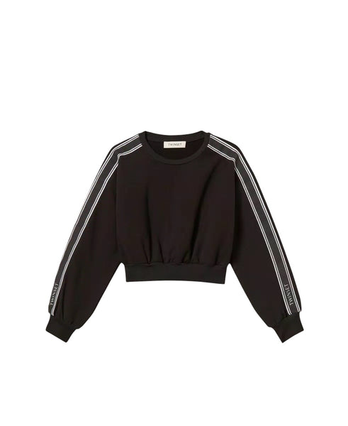 Felpa crop nera per bambina Twin set 262GJ2283 00006 