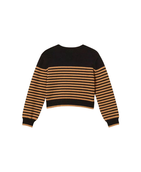 Maglia a righe nere e caffè per bambina Twin set 262GJ3031 13771 