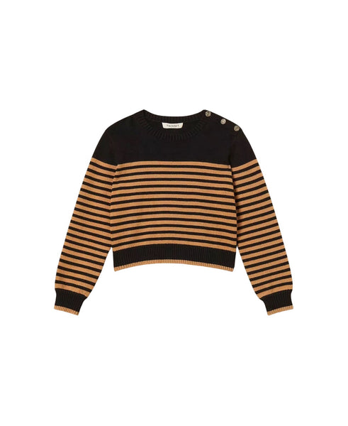 Maglia a righe nere e caffè per bambina Twin set 262GJ3031 13771 