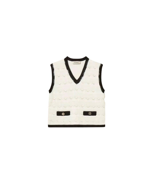 Smanicato in ecopelliccia bianco e nero per bambina Twin set 262GJ3093 03711 