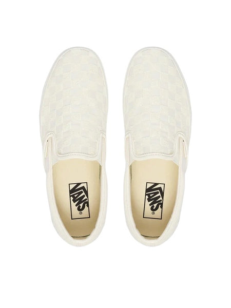 Slip on con grafica checkerboard paillettata bianca per bambina Vans VN000D6YC131 WHITE 