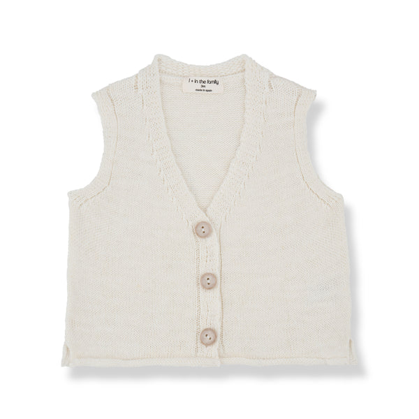 Gilet in maglia panna per neonato