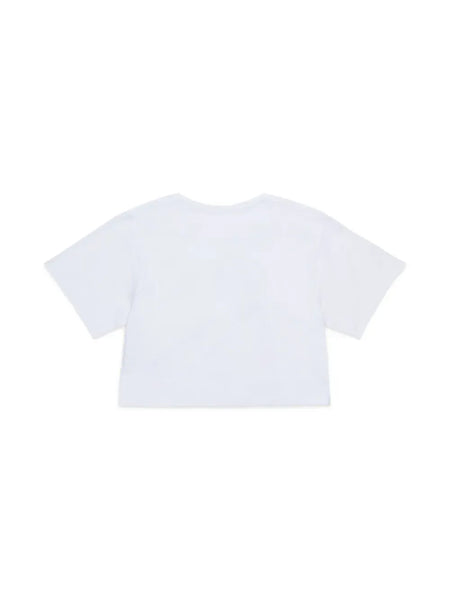 T-shirt cropped bianca per bambina