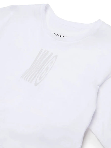 T-shirt cropped bianca per bambina
