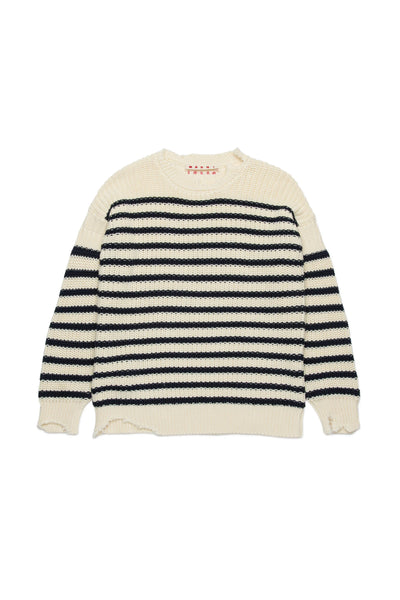 Maglia panna a righe blu per bambini