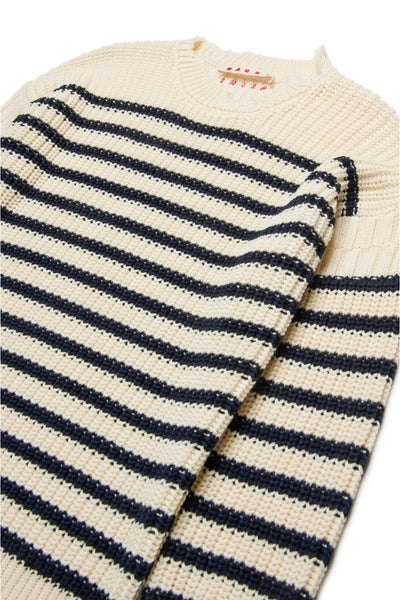 Maglia panna a righe blu per bambini