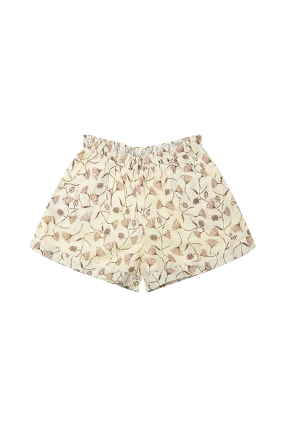 Short crema d'avena con stampa all over per neonata e bambina