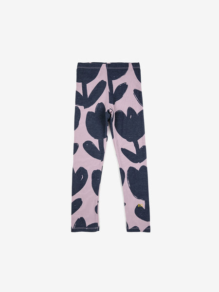 Leggings lavanda con stampa fiori all over per neonata e bambina