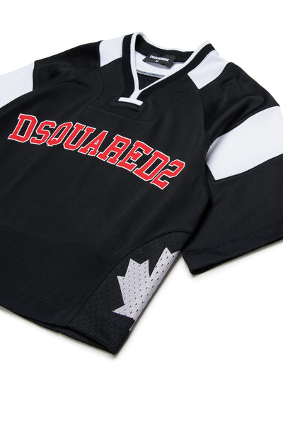 T-shirt cropped nera con logo per bambini