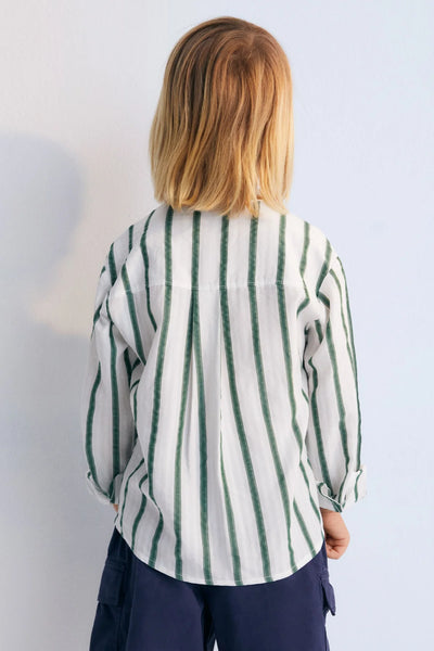 Camicia bianca a righe verdi per bambino