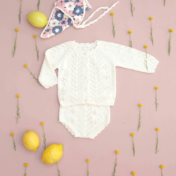 Culotte panna lavorata a maglia per neonata