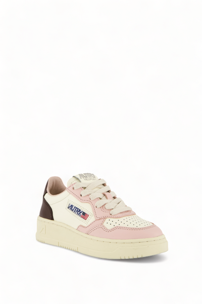 Sneakers bassa bianca, rosa e cacao per bambina