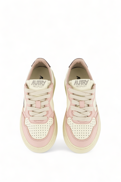 Sneakers bassa bianca, rosa e cacao per bambina