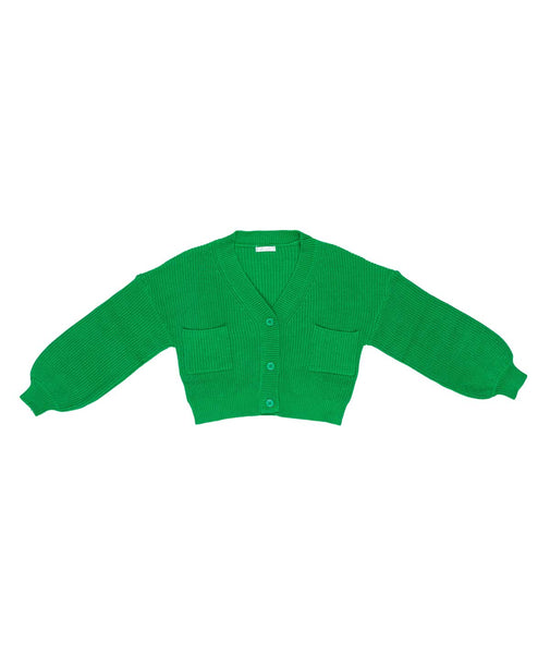 Cardigan cropped verde per bambina