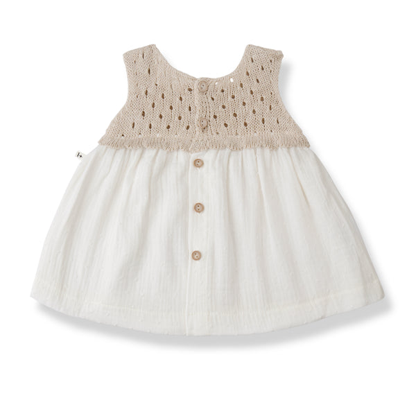 Abito panna con culotte per neonata