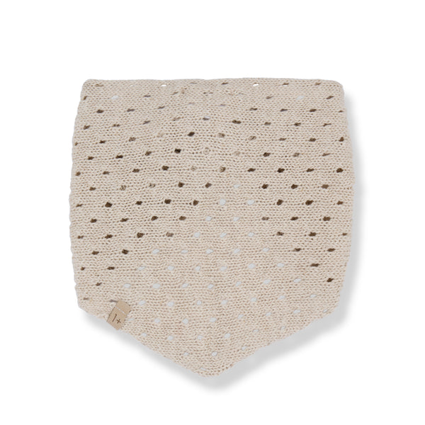 Bandana beige lavorata a maglia per neonata