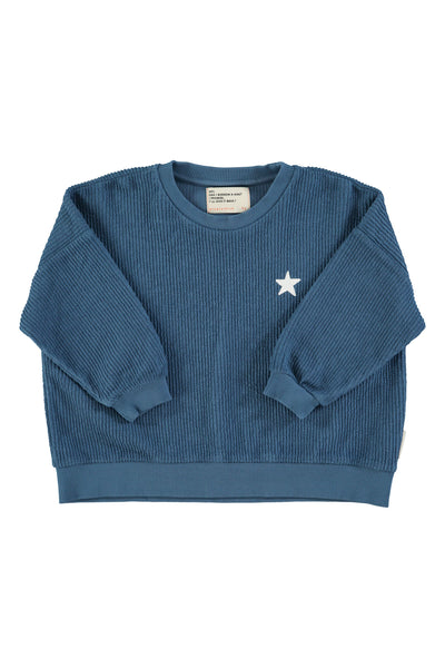 Felpa in cotone blu per neonati e bambini