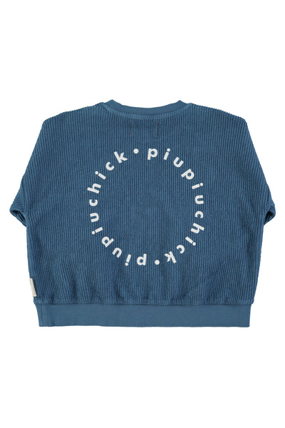 Felpa in cotone blu per neonati e bambini