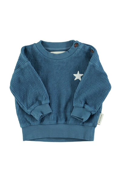 Felpa in cotone blu per neonati e bambini