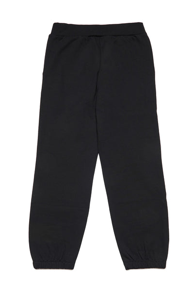 Pantalone nero in felpa con logo multicolor per bambini