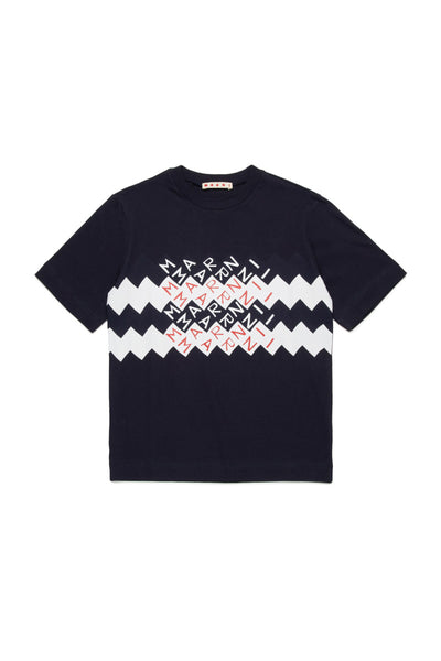 T-shirt blu con logo per bambino