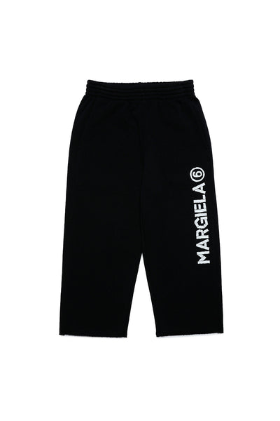 Pantalone nero in felpa con logo per bambini