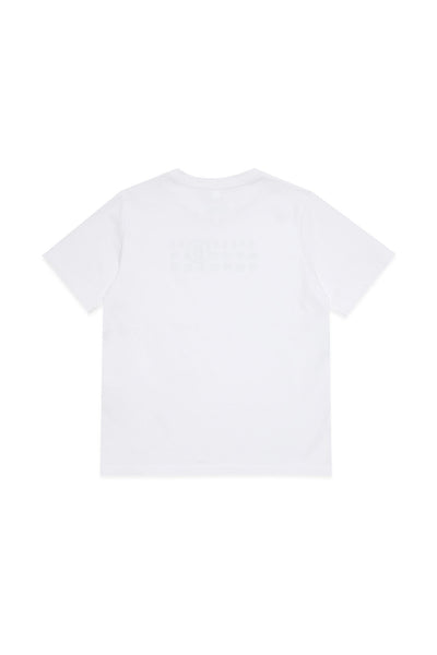 T-shirt bianca con strappi e logo per bambini