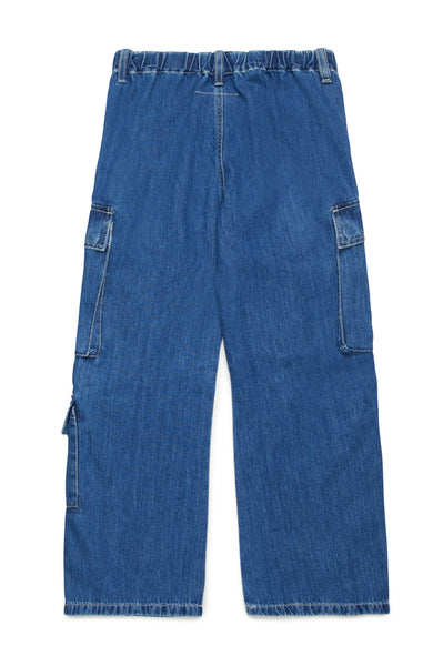 Jeans cargo in denim blu per bambini