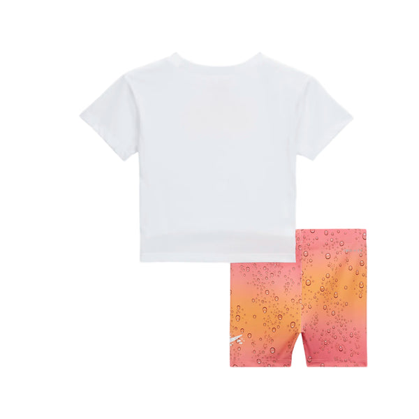 Completo t-shirt bianca con ciclista per neonata