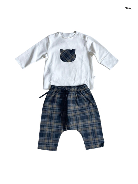 Completo t-shirt + pantalone check per neonato