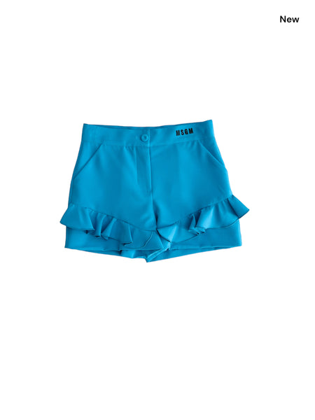 Short turchese con ruches per bambina