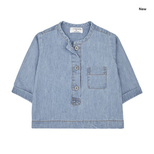 Camicia in denim blu per neonato